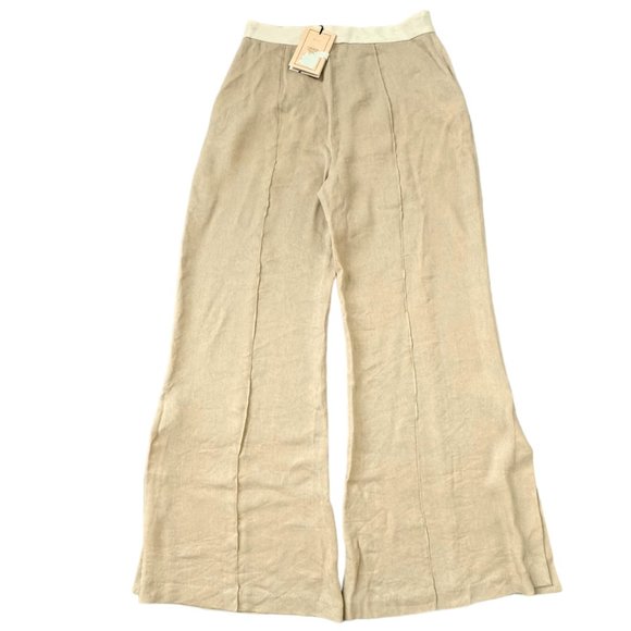 La Ligne Women's Size 10 Lizzie Side Viscose Linen Silk Pant Khaki NWT - Picture 2 of 9